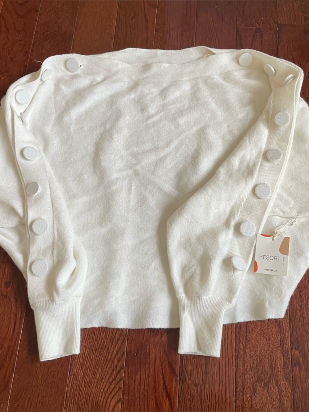 NWT white button sleeve sweater